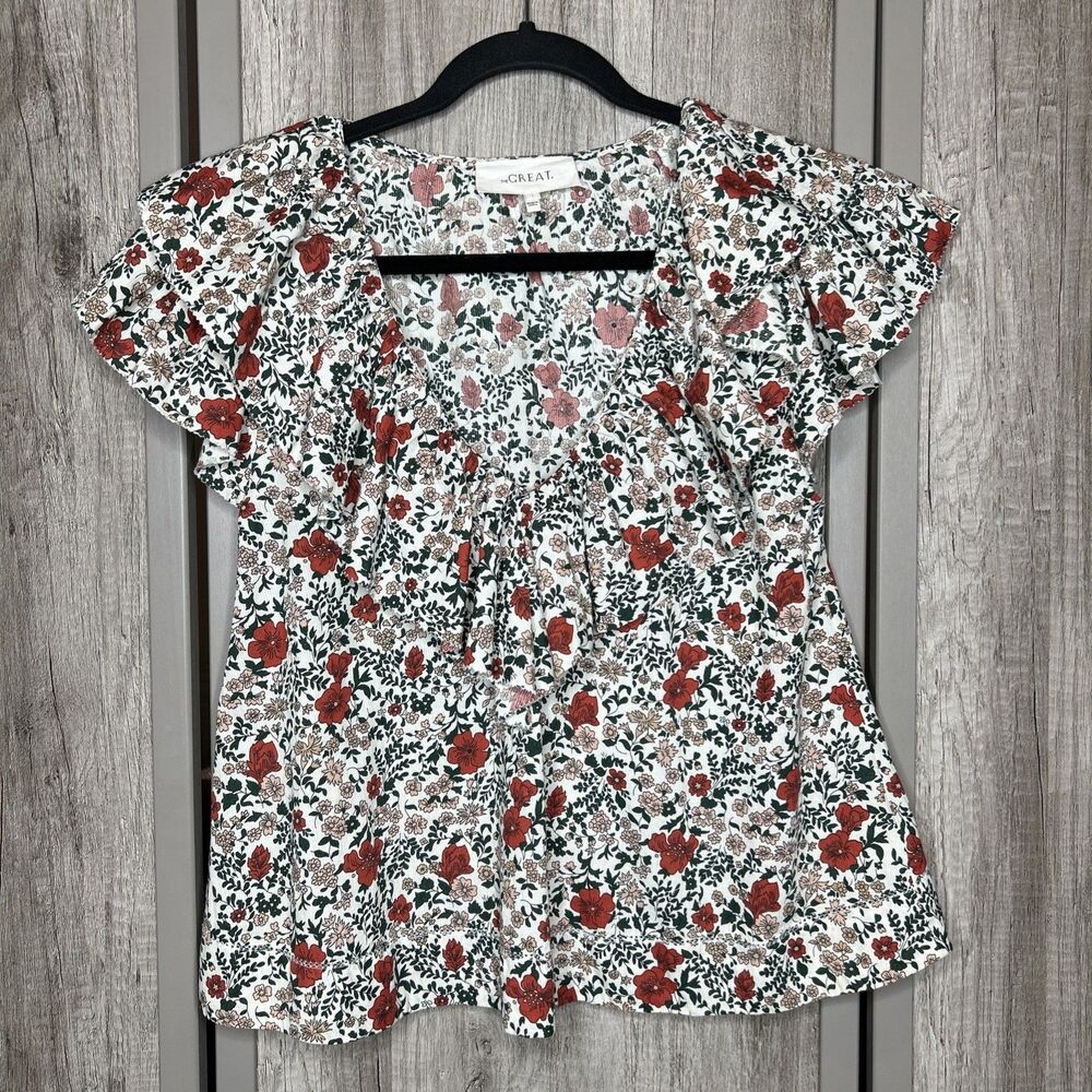 The Great Top The Flutter Floral 100% Cotton Prairie Ruffle